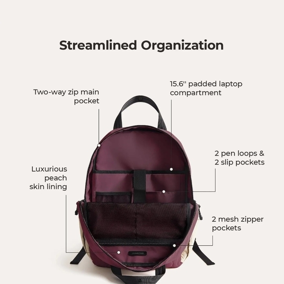Quilted Burgundy Backpack with Black Accents main image 5